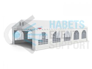 Frametent | 5x10 m | Wit | Zadeldak | Modulair | PVC