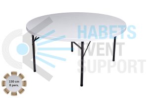 Dinertafel | Ø150 cm | Rond | Kunststof | Inklapbaar