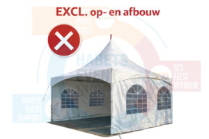 Pagodetent | 5x5 m | Wit | PVC | Zelf opbouwen | Incl. zijwanden