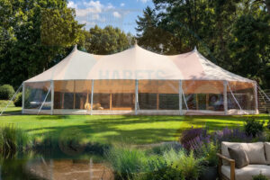 Sailcloth tent | 10x22 m | Rechthoek | Ecru | Incl. op- en afbouw
