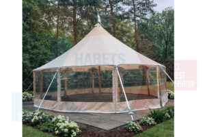 Sailcloth tent | Ø10 m | Rond | 78 m² | Ecru | Incl. op- en afbouw